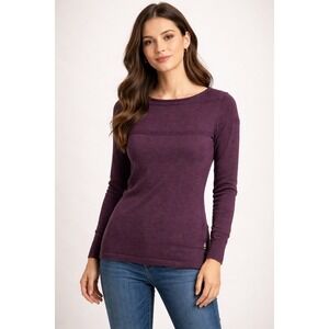 Smartwool Merino Wool Blend Sweater Women S Eggplant Boat Neck Cabincore Purple